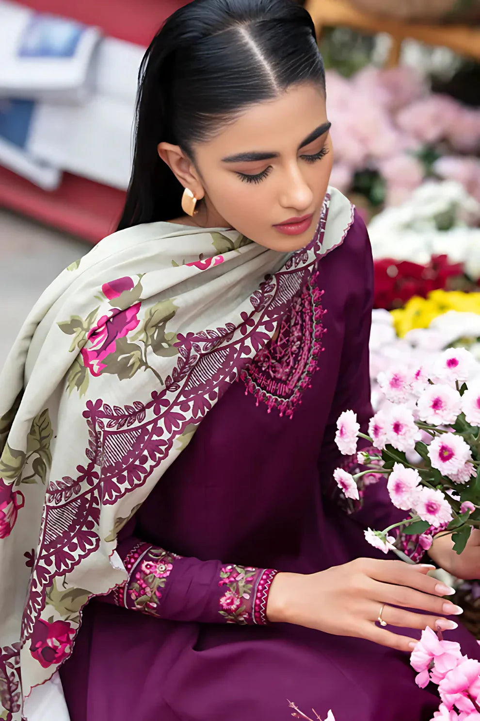 Sapphire D#007 – Luxury 3pc Dhanak Suit with Wool Shawl