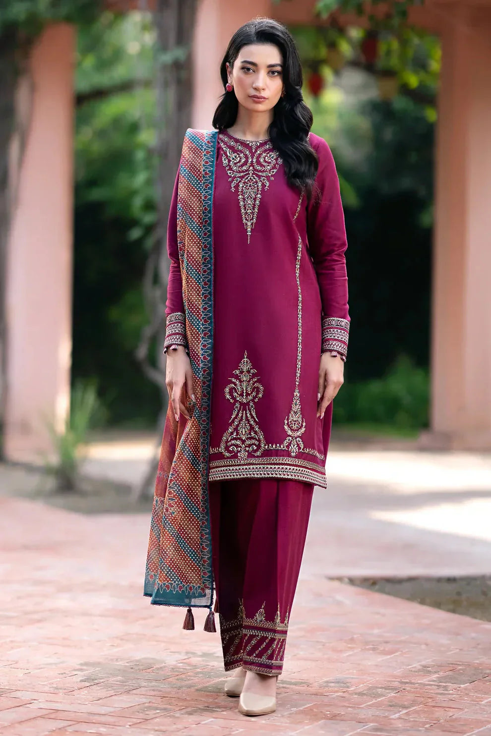 Jazmin D#048 – Luxury 3pc Dhanak Suit with Wool Shawl