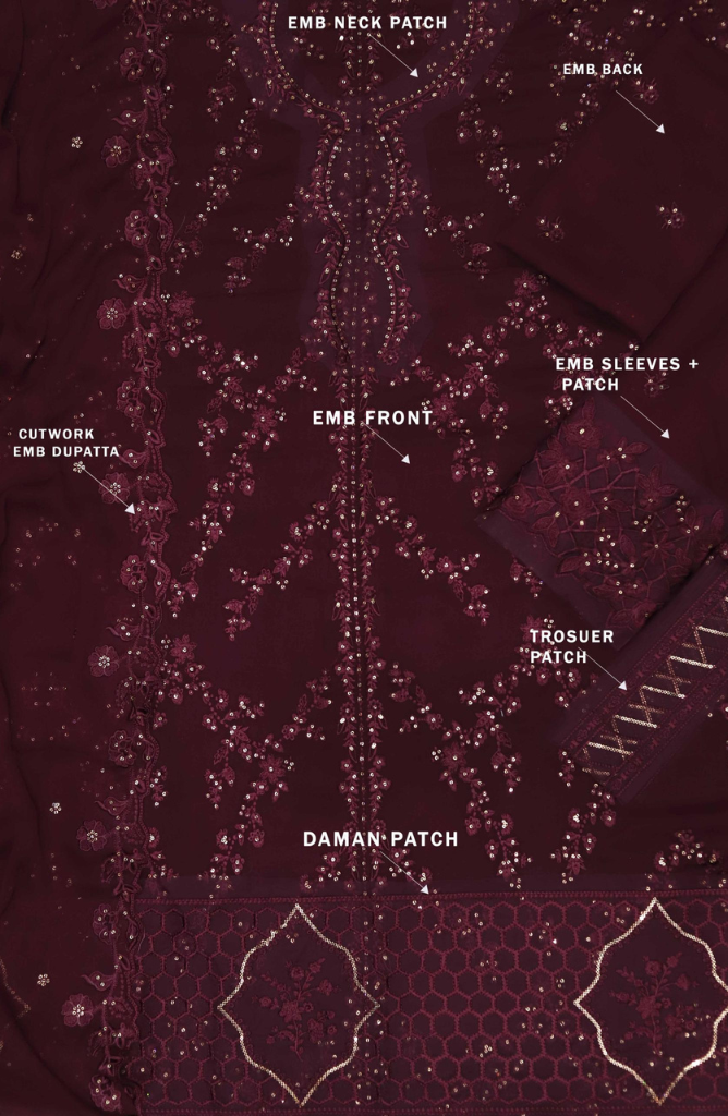 EMBROIDERED SEQUINS ORGANZA 3PC E#006