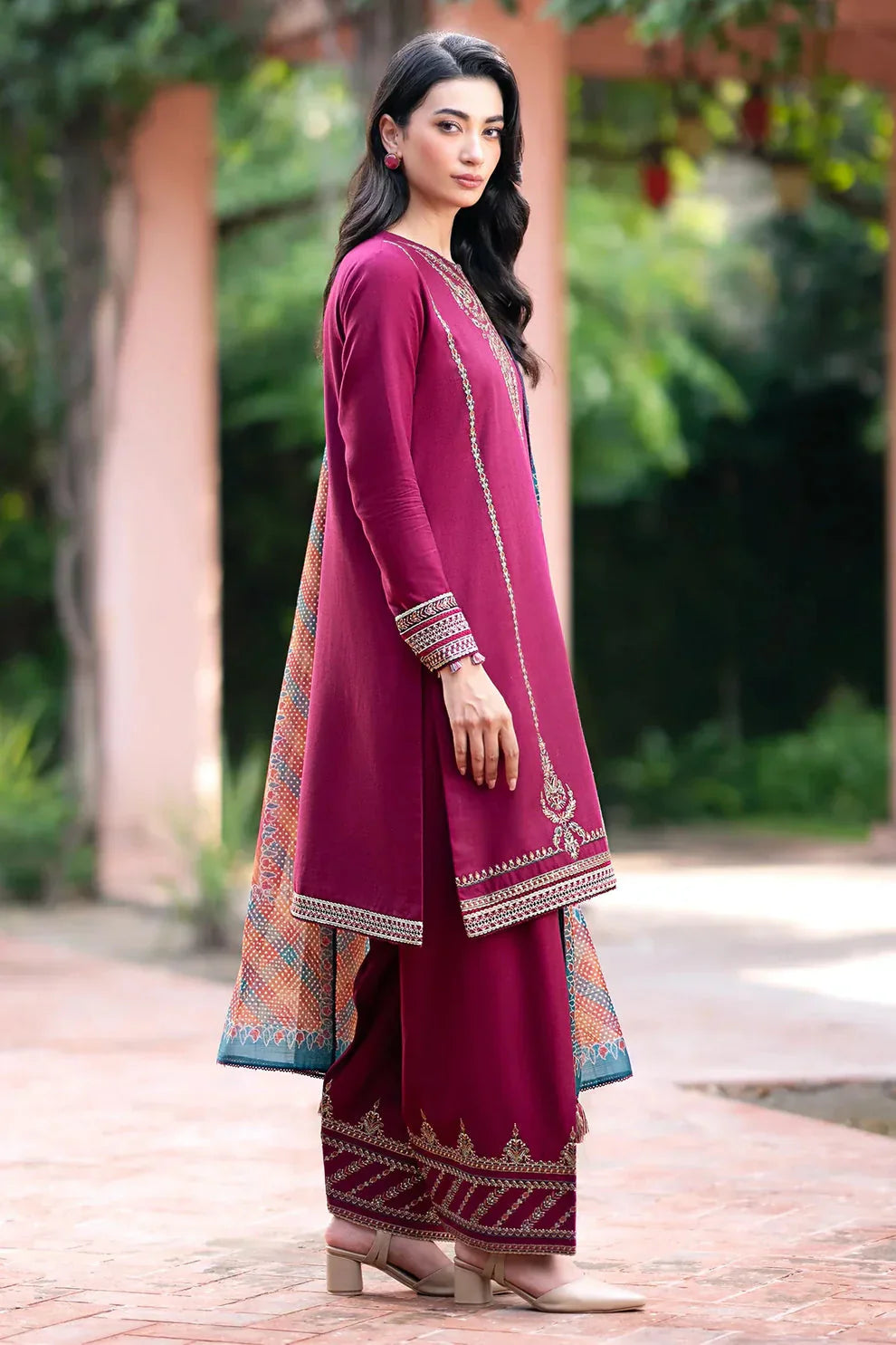 Jazmin D#048 – Luxury 3pc Dhanak Suit with Wool Shawl