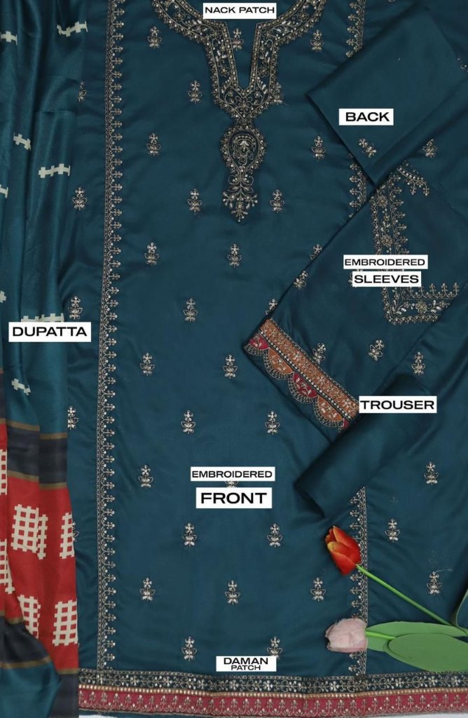 Maria B D#064 – Luxury 3pc Dhanak Suit with Wool Print Shawl