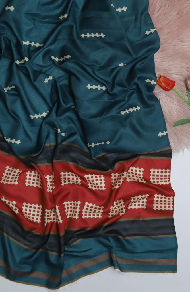 Maria B D#064 – Luxury 3pc Dhanak Suit with Wool Print Shawl