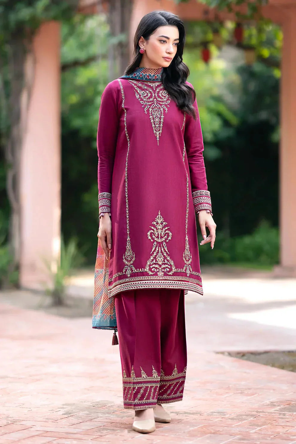 Jazmin D#048 – Luxury 3pc Dhanak Suit with Wool Shawl