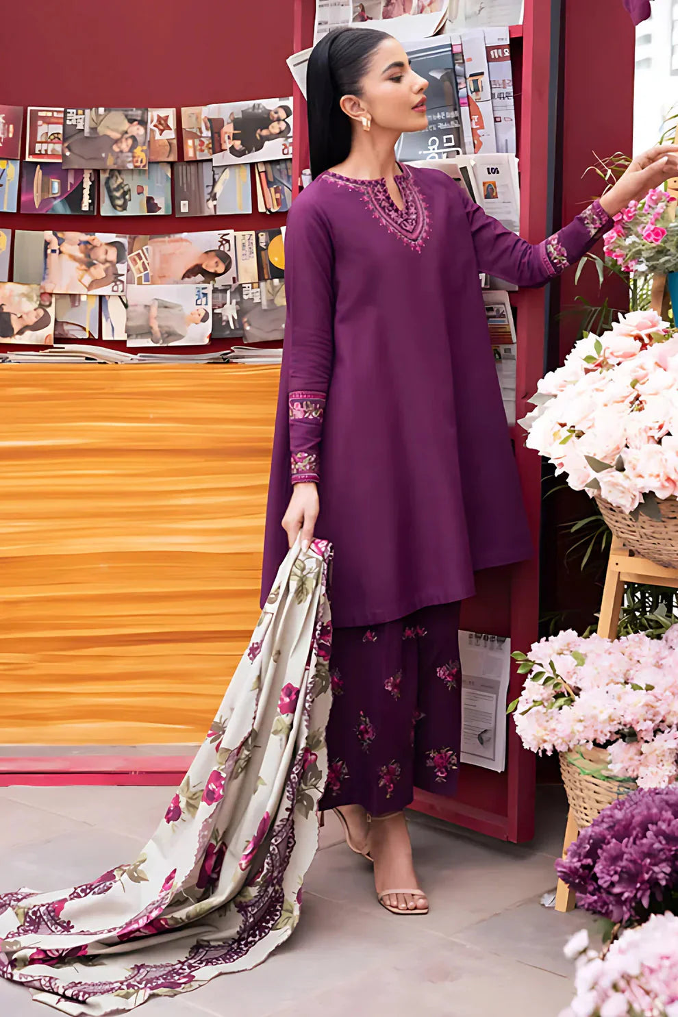 Sapphire D#007 – Luxury 3pc Dhanak Suit with Wool Shawl