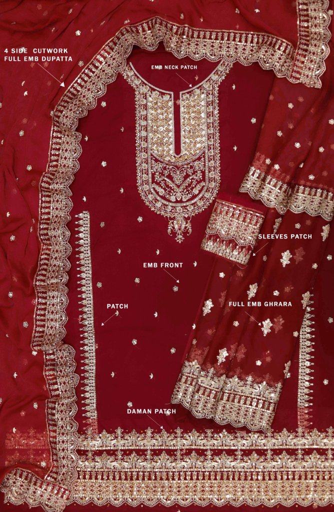 BAROQUE LUXURY EMBRIODERD CHIFFON 3PC E#002