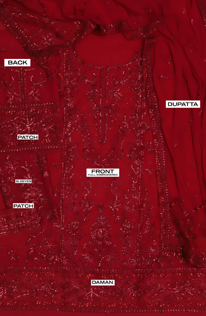 GULAAL LUXURY EMBRIODERED CHIFFON 3PC E#004