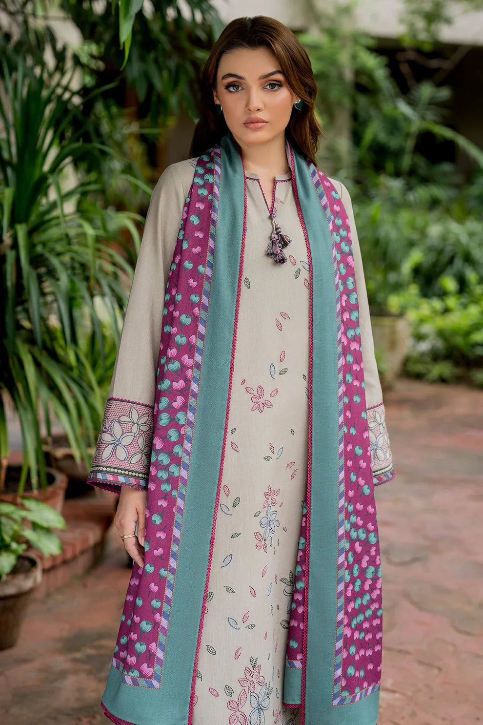 Jazmin D#054 – Luxury 3pc Dhanak Suit with Wool Shawl