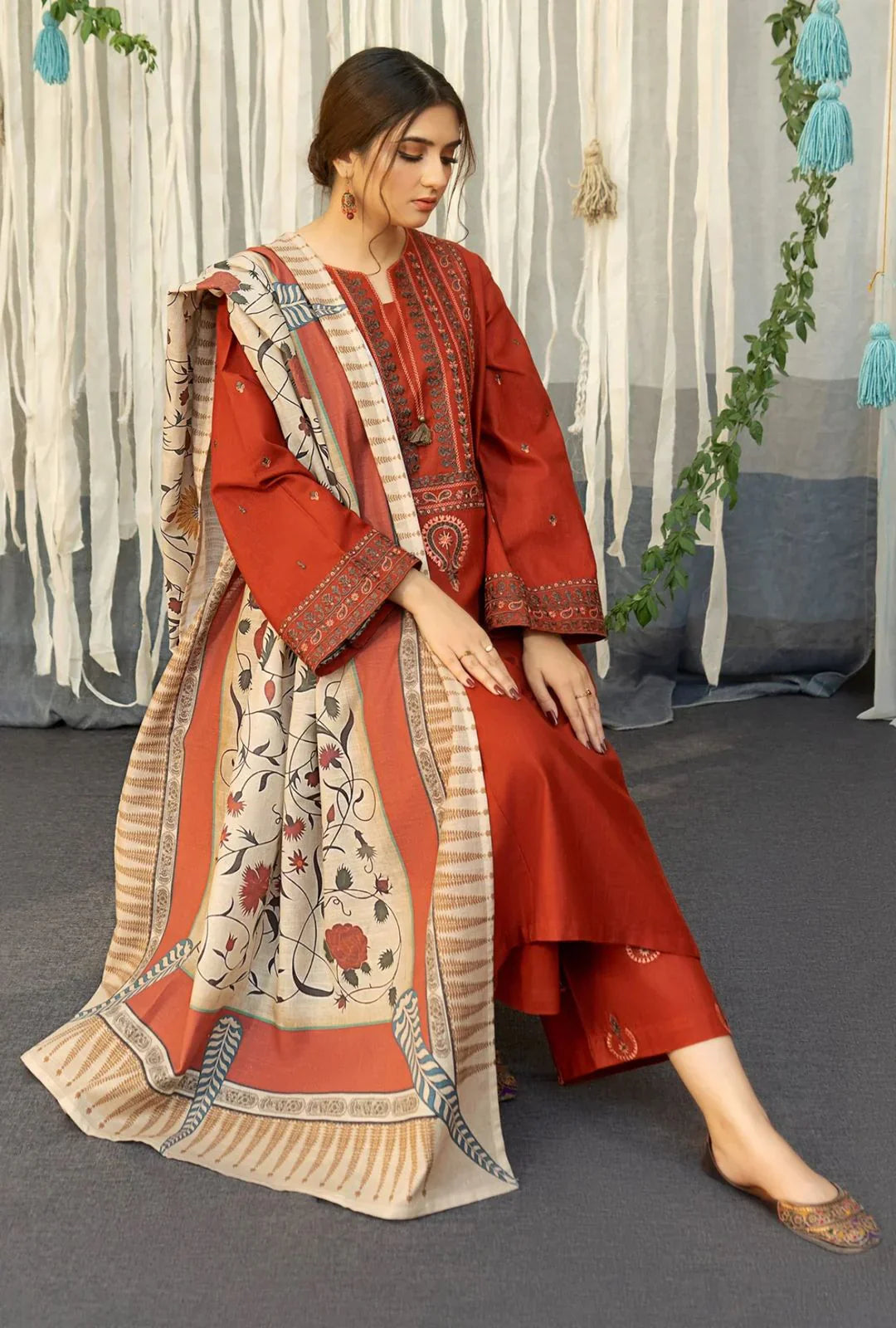 Urge D#013 – Luxury 3pc Dhanak Suit with Wool Shawl