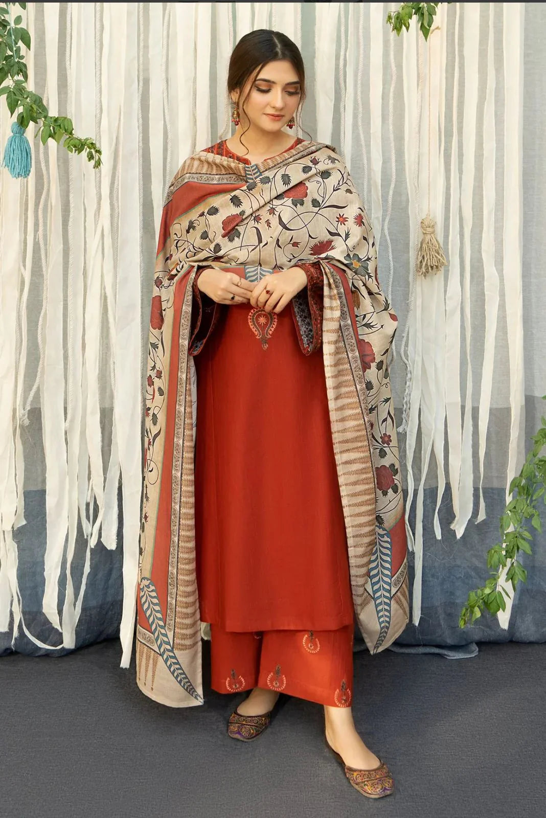 Urge D#013 – Luxury 3pc Dhanak Suit with Wool Shawl