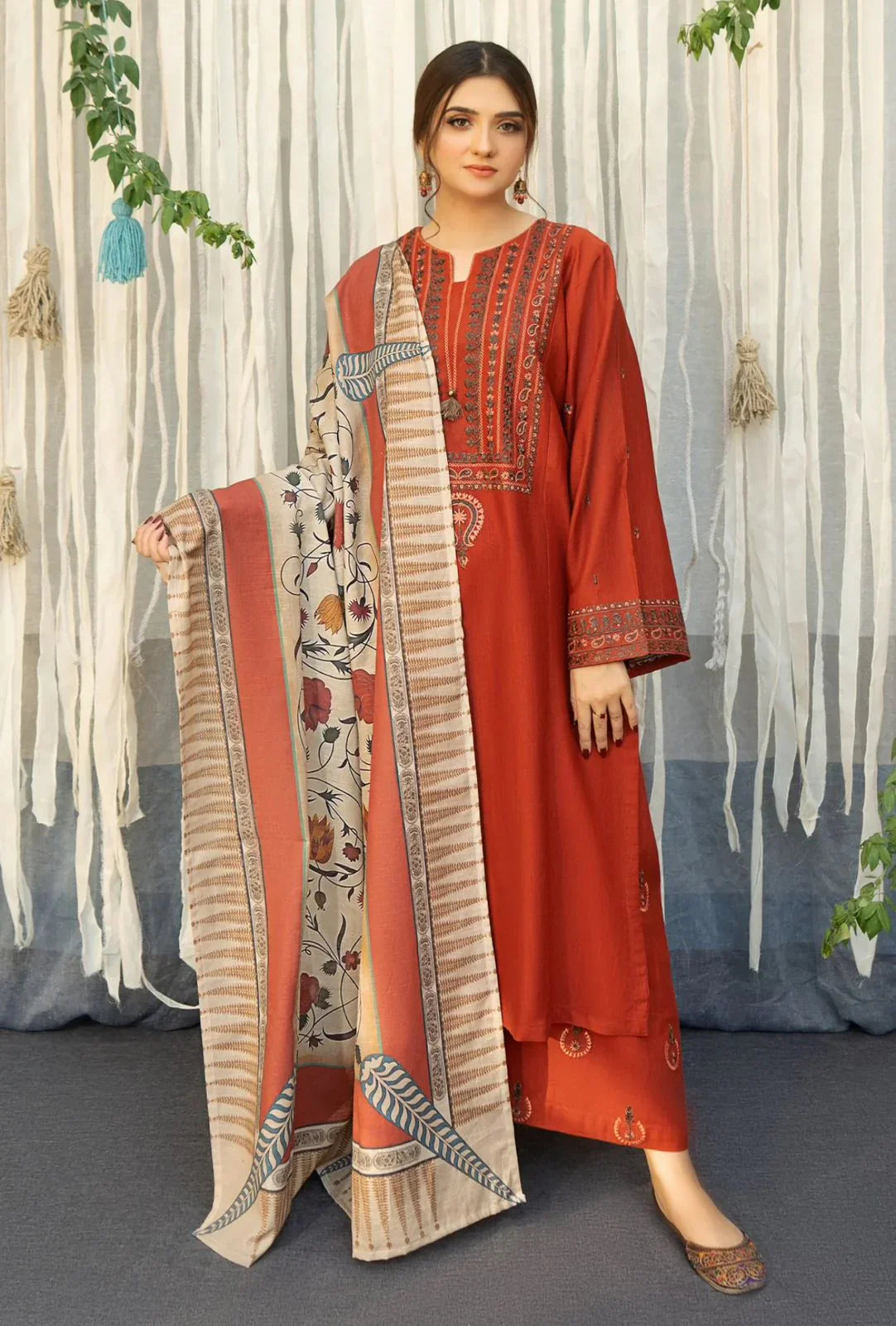 Urge D#013 – Luxury 3pc Dhanak Suit with Wool Shawl