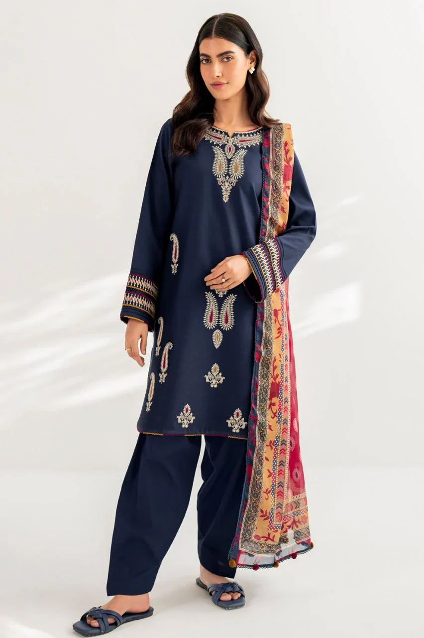 Sapphire D#014 – Luxury 3pc Dhanak Suit with Wool Shawl