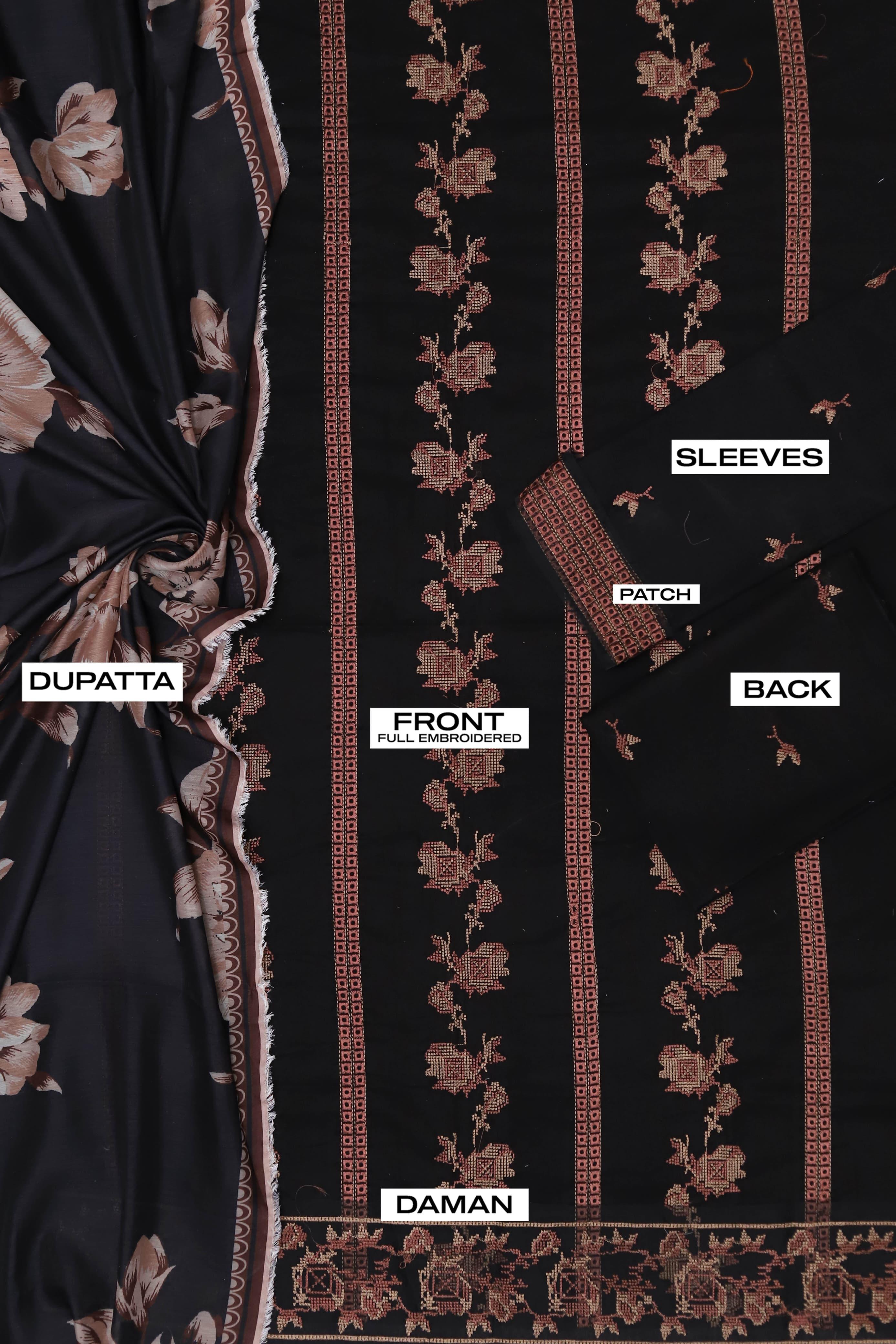 Maria B D#062 – Luxury 3pc Dhanak Suit with Wool Print Shawl