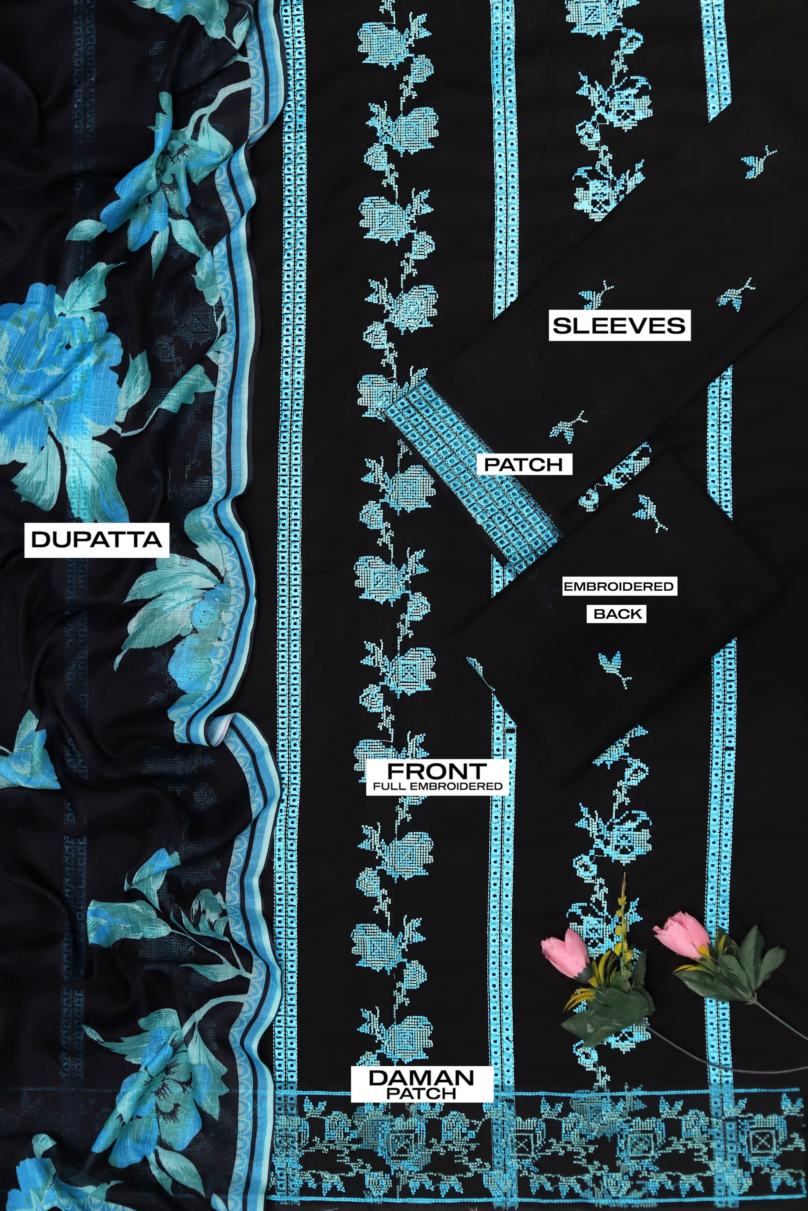 Maria B D#061 – Luxury 3pc Dhanak Suit with Wool Print Shawl