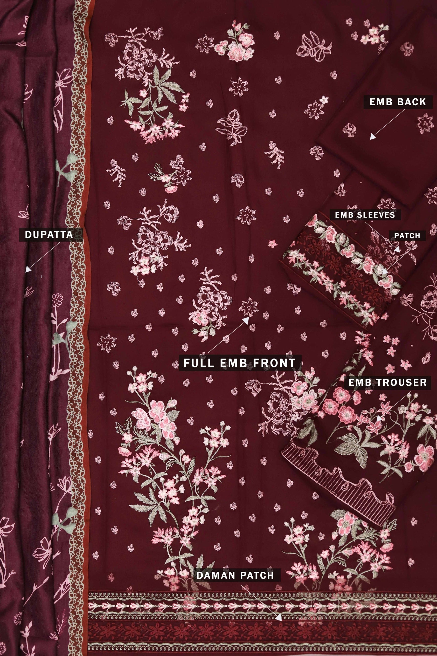 Maria B D#057 – Luxury 3pc Dhanak Suit with Wool Print Shawl