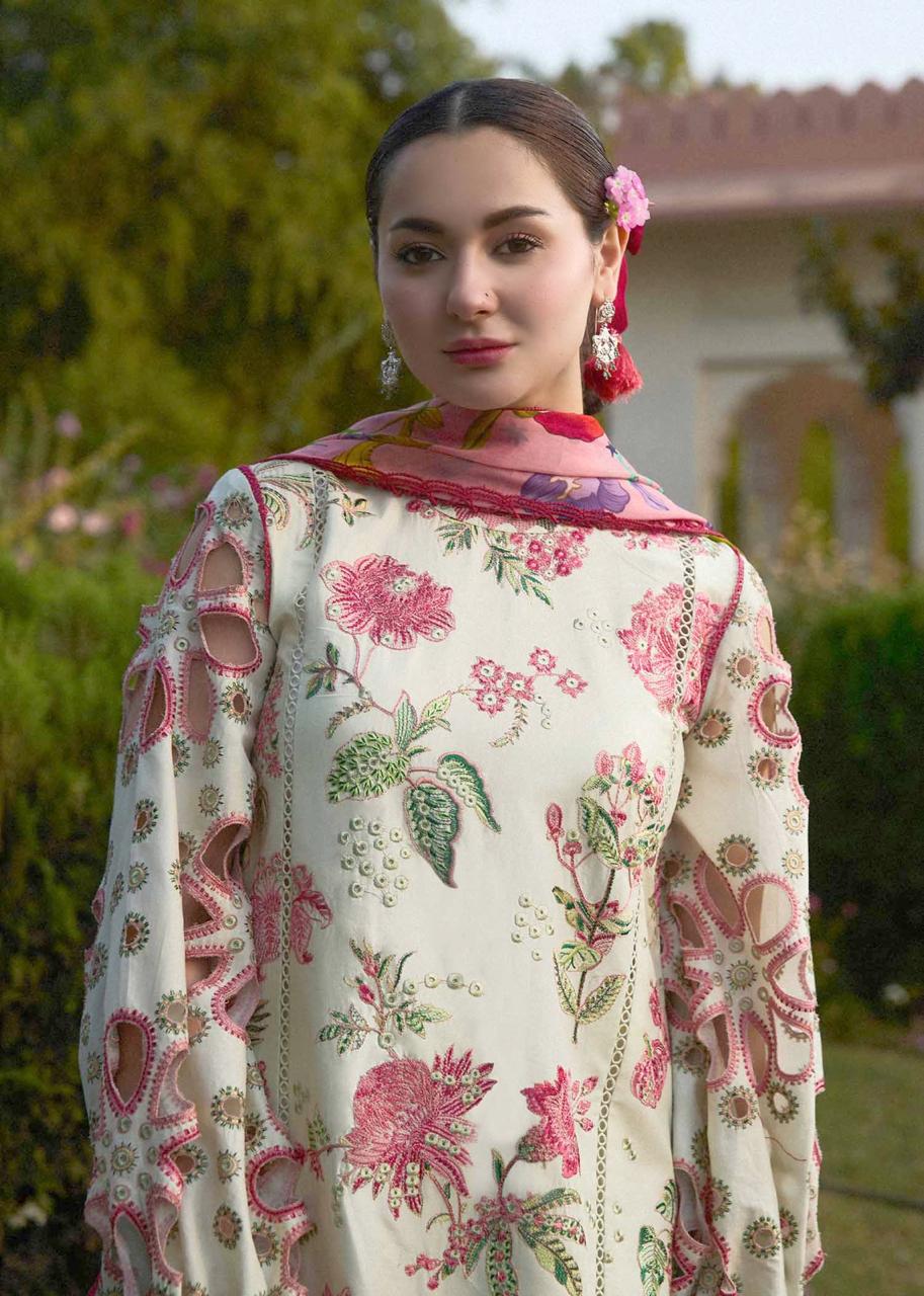 Maria B D#060 – Luxury 3pc Dhanak Suit with Wool Print Shawl