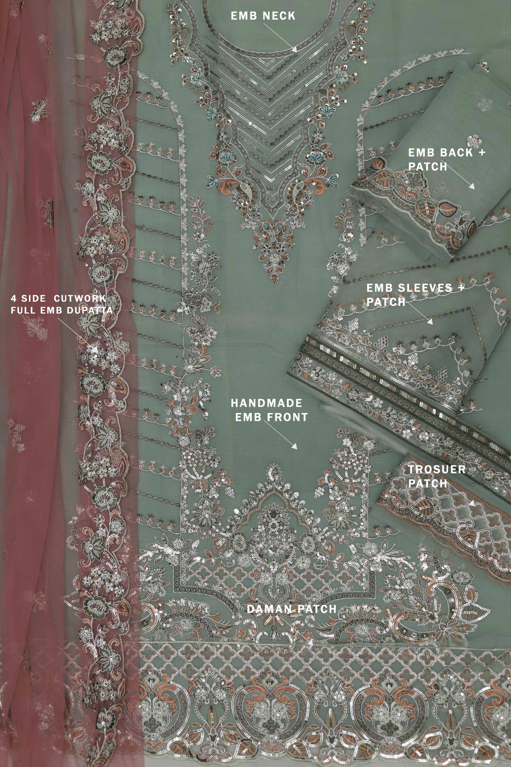 EMBROIDERED SEQUINS ORGANZA 3PC E#001