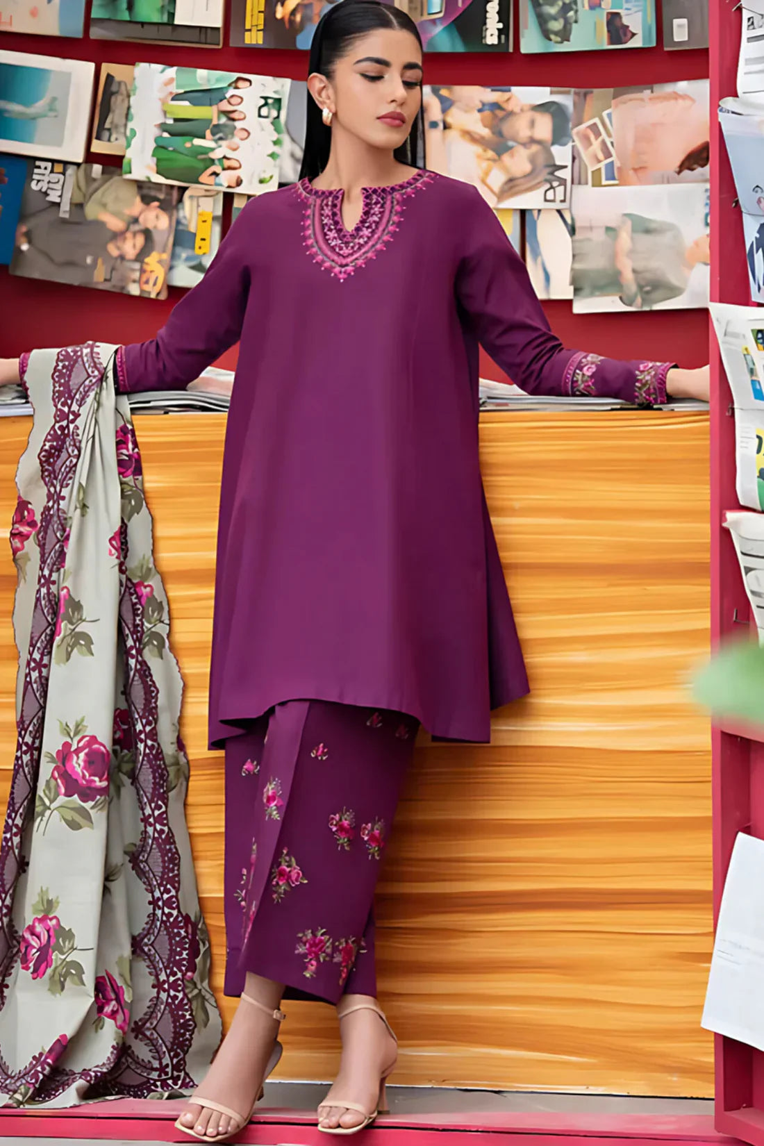 Sapphire D#007 – Luxury 3pc Dhanak Suit with Wool Shawl