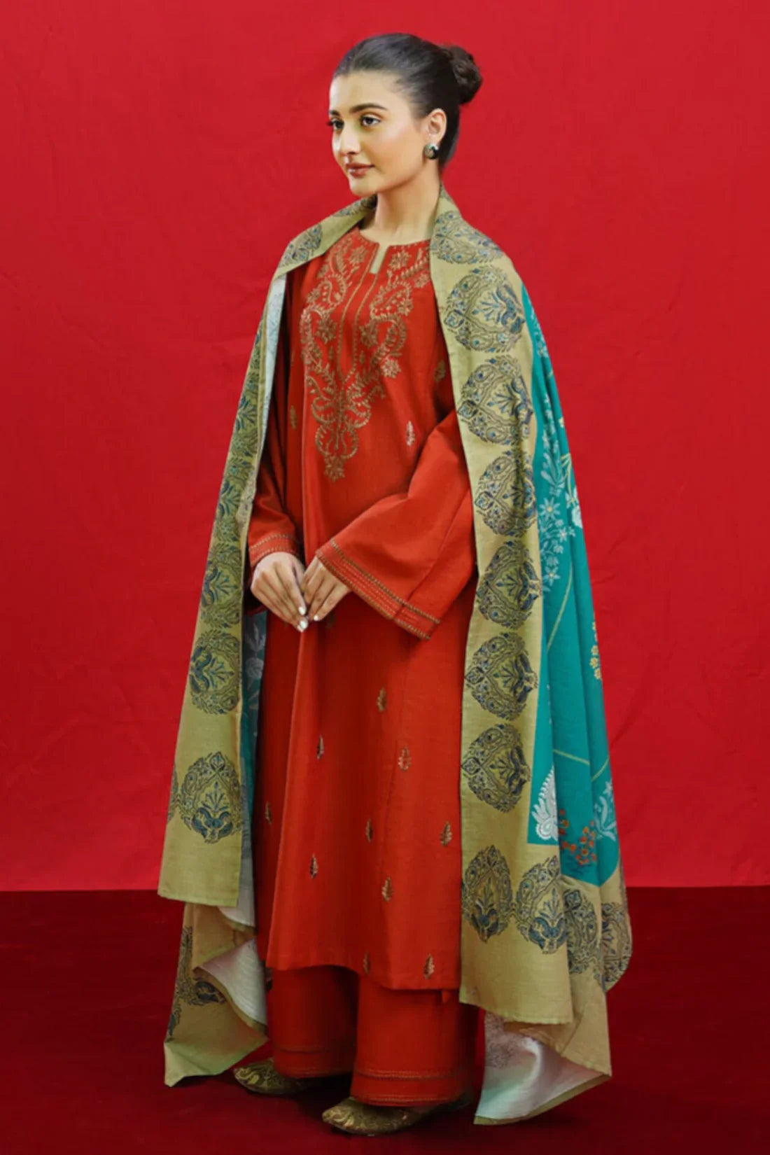 Urge D#052 – Luxury 3pc Dhanak Suit with Wool Shawl