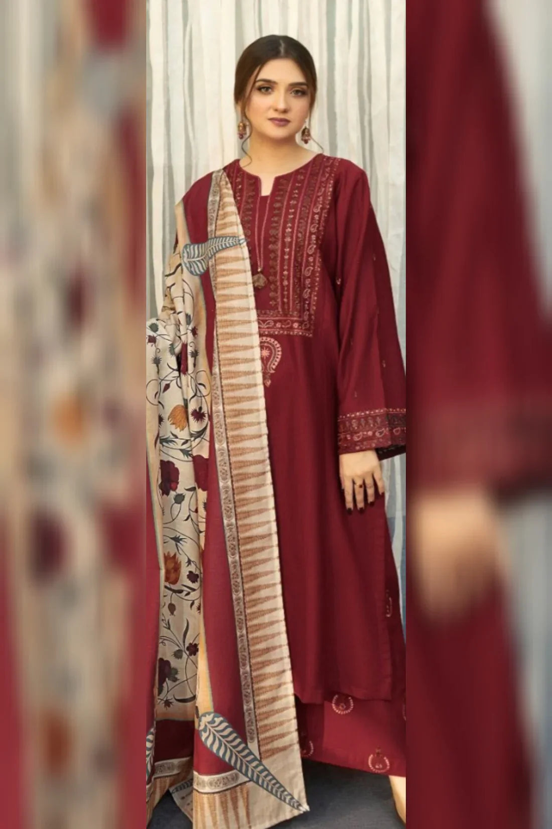 Aisling D#046 – Luxury 3pc Dhanak Suit with Wool Shawl