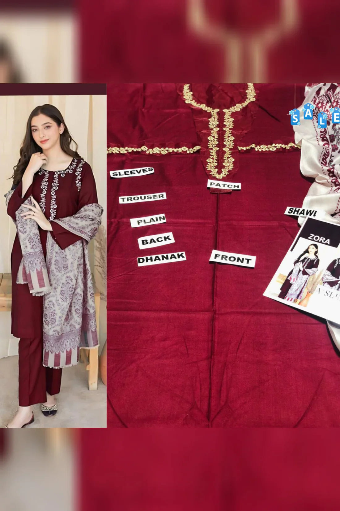 Aisling D#045 – Luxury 3pc Dhanak Suit with Wool Shawl