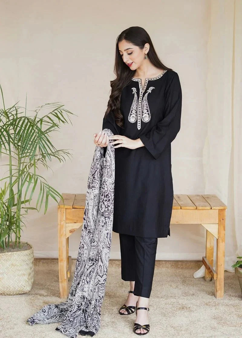 Aisling  D#003 – Luxury 3pc Dhanak Suit with Wool Shawl