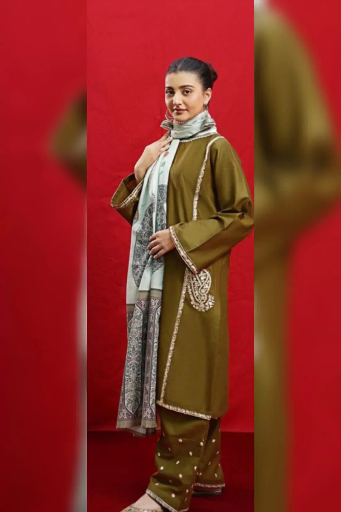 Urge D#022 – Luxury 3pc Dhanak Suit with Wool Shawl