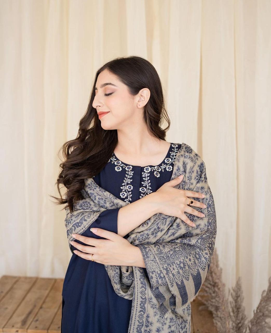 Aisling  D#029 – Luxury 3pc Dhanak Suit with Wool Shawl