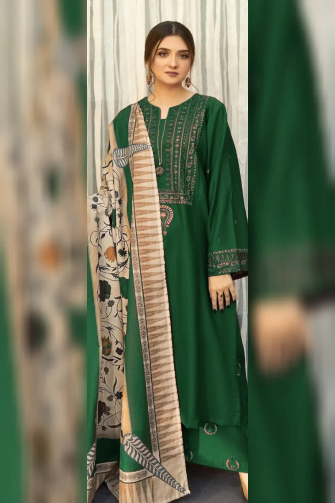 Urge D#023 – Luxury 3pc Dhanak Suit with Wool Shawl