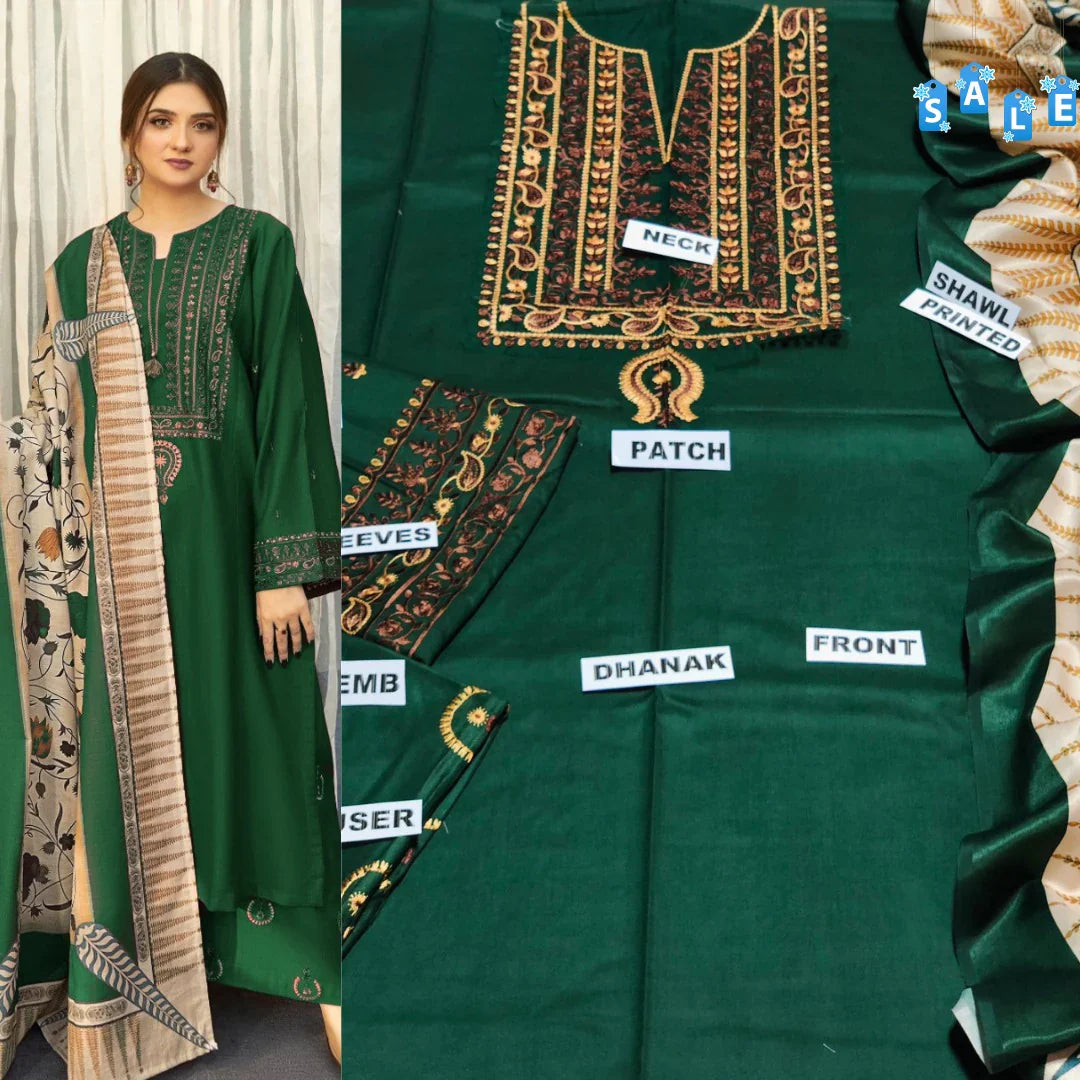 Urge D#023 – Luxury 3pc Dhanak Suit with Wool Shawl