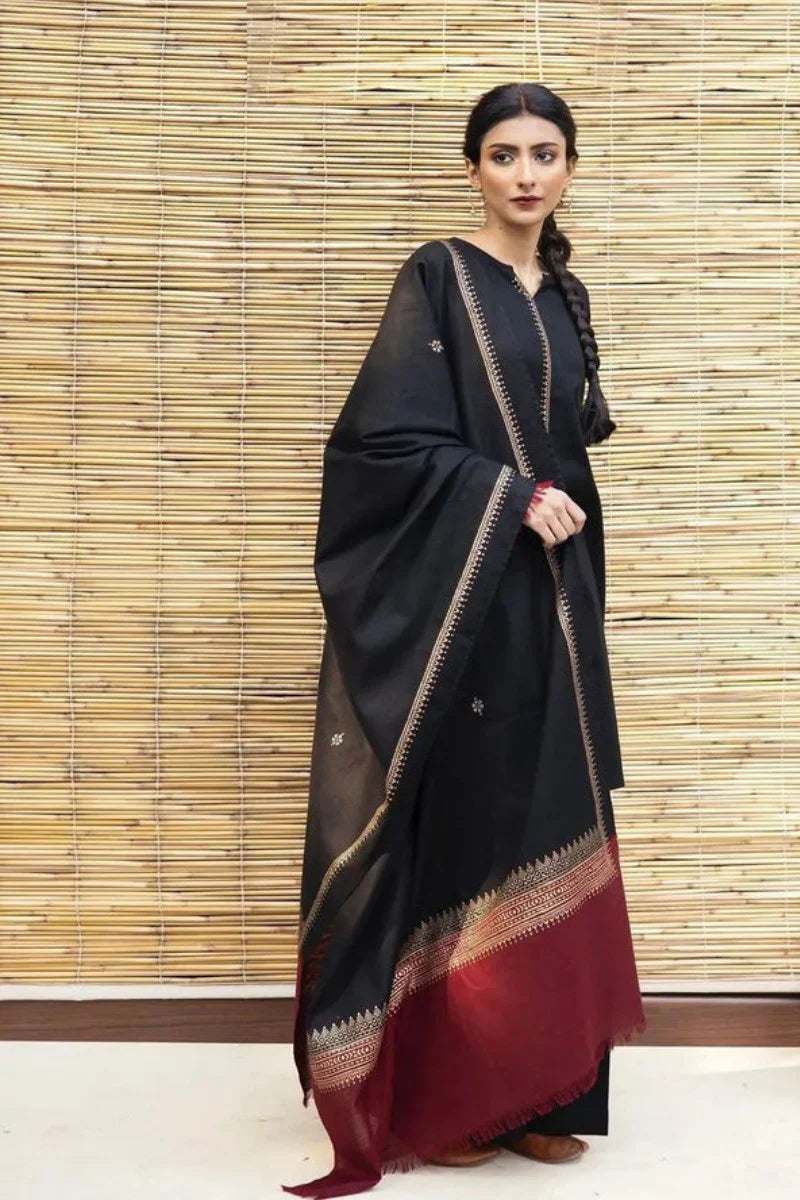 Dyot D#030 – Luxury 3pc Dhanak Suit with Wool Shawl