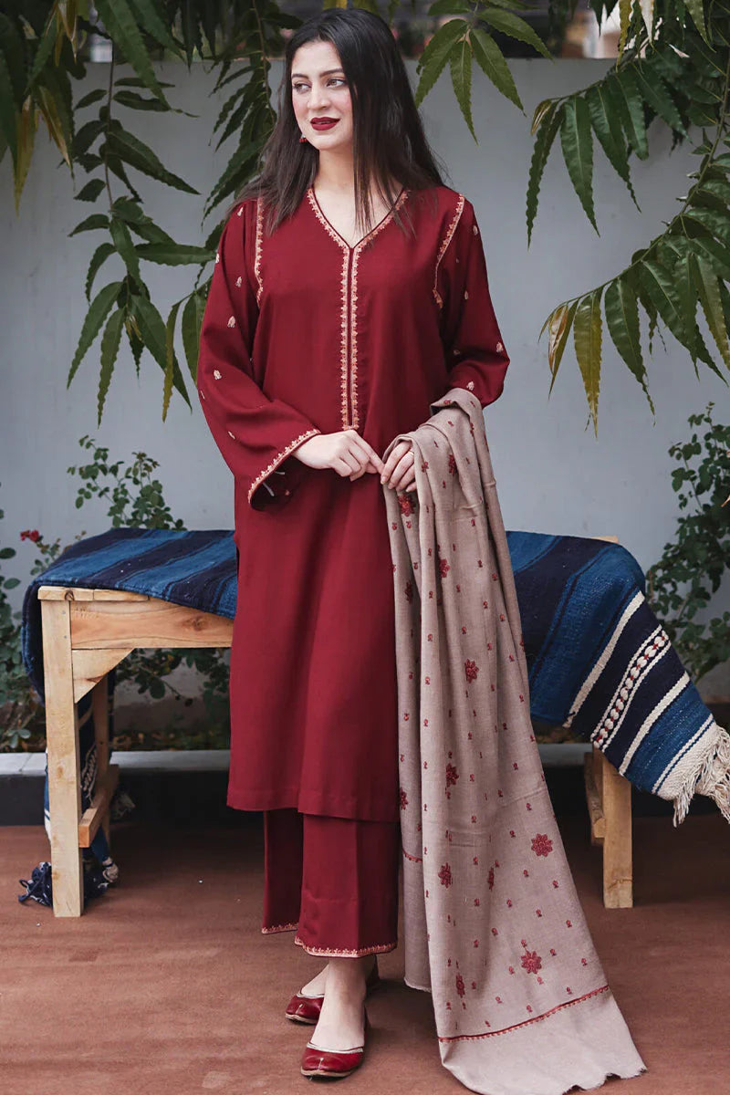 Aisling D#035 – Luxury 3pc Dhanak Suit with Wool Shawl