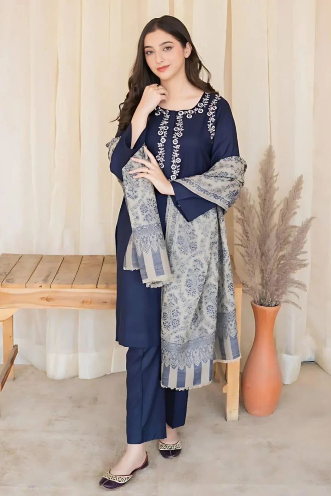 Aisling  D#029 – Luxury 3pc Dhanak Suit with Wool Shawl
