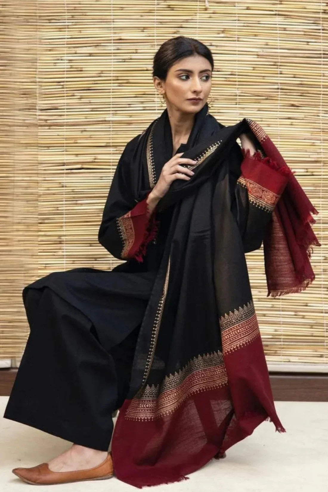 Dyot D#030 – Luxury 3pc Dhanak Suit with Wool Shawl
