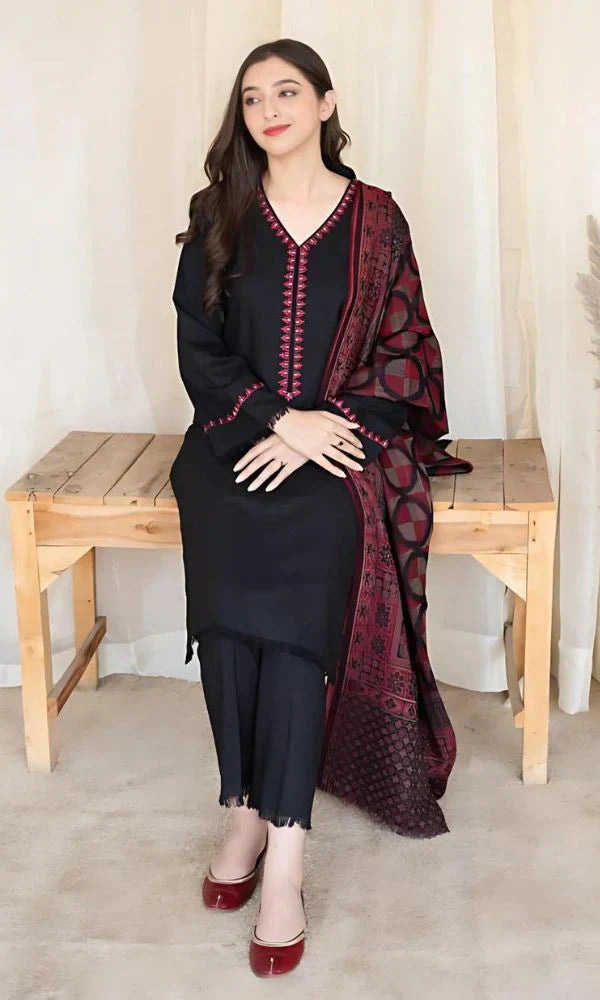 Aisling  D#024 – Luxury 3pc Dhanak Suit with Wool Shawl