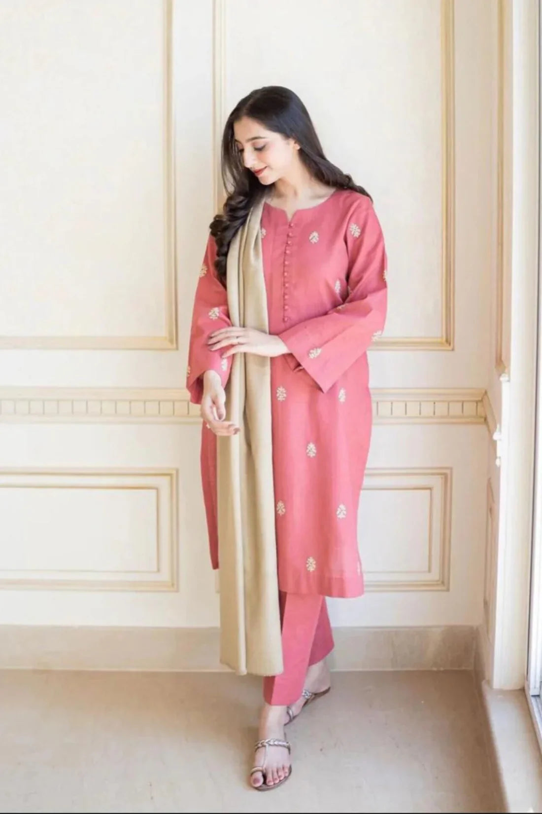 Aisling  D#028 – Luxury 3pc Dhanak Suit with Wool Shawl