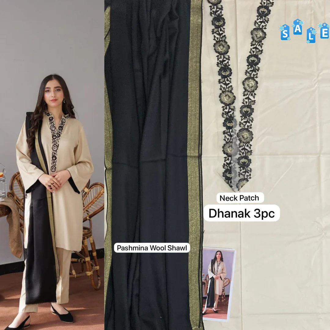 Aisling  D#027 – Luxury 3pc Dhanak Suit with Wool Shawl
