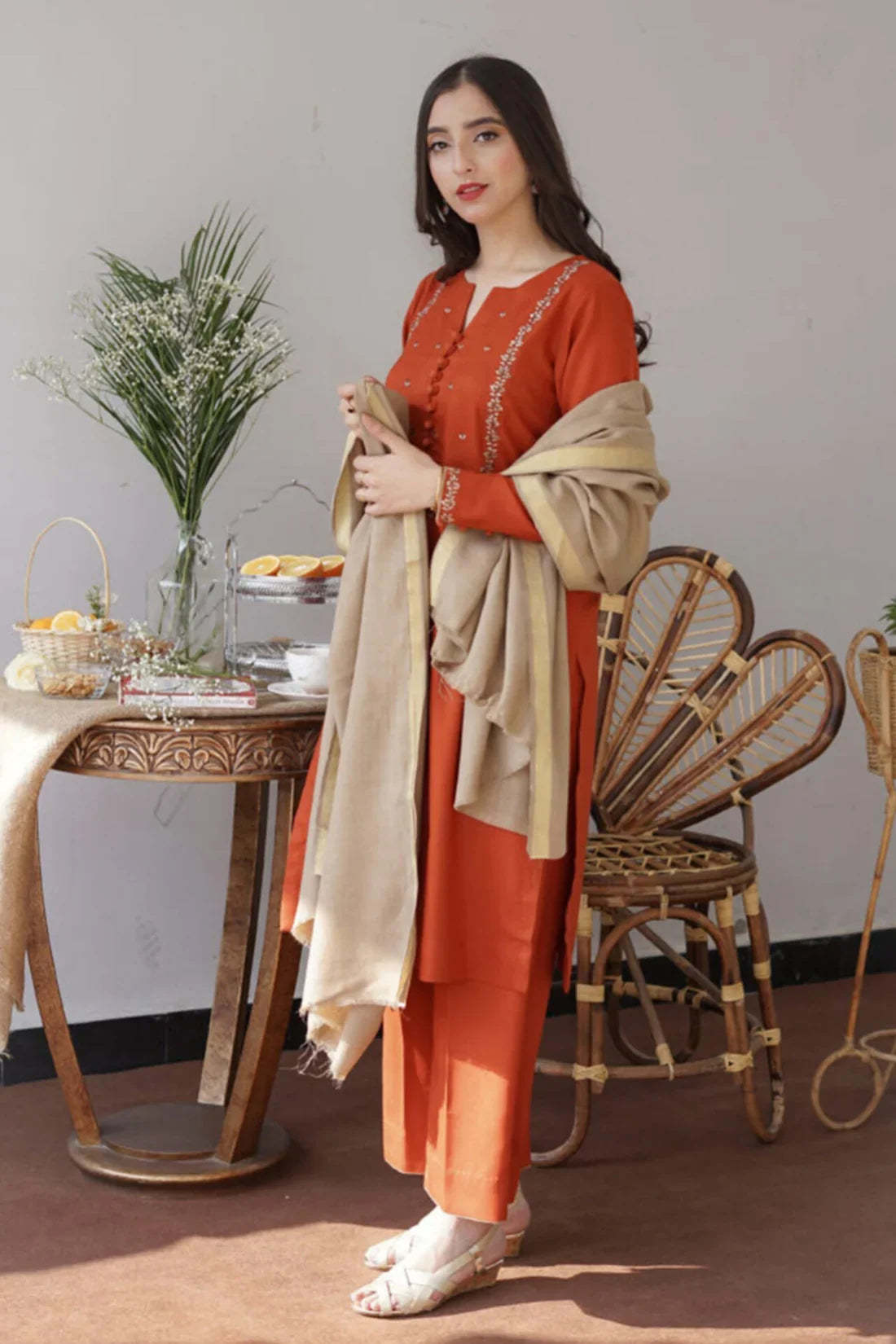 Aisling D#033 – Luxury 3pc Dhanak Suit with Wool Shawl