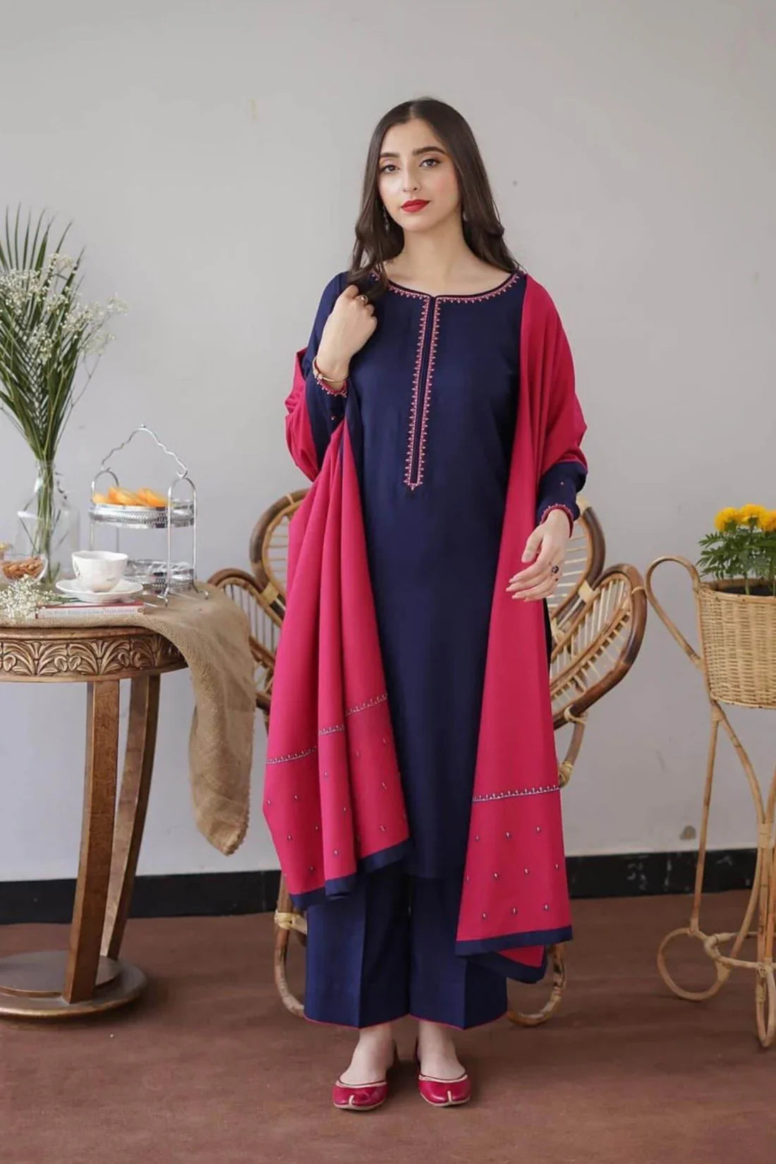 Aisling  D#026 – Luxury 3pc Dhanak Suit with Wool Shawl