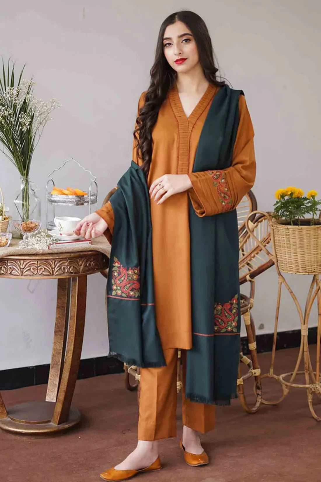Aisling D#039 – Luxury 3pc Dhanak Suit with Wool Shawl
