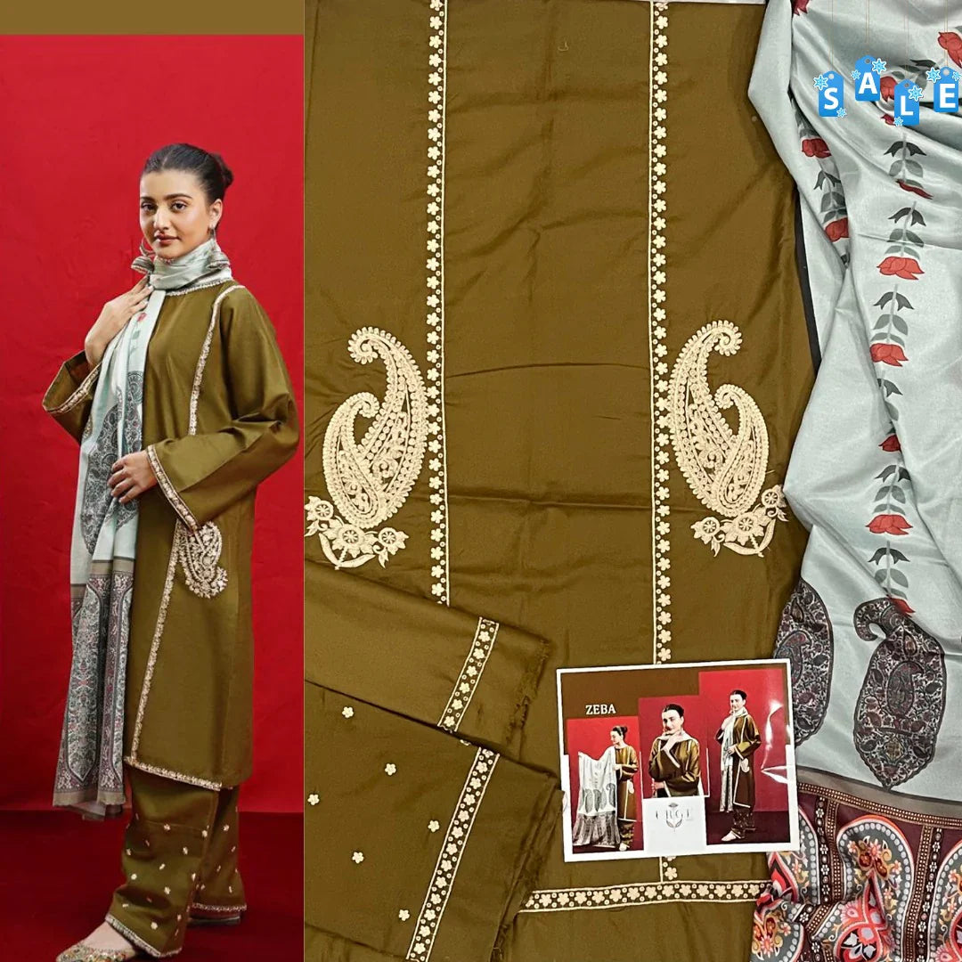 Urge D#022 – Luxury 3pc Dhanak Suit with Wool Shawl