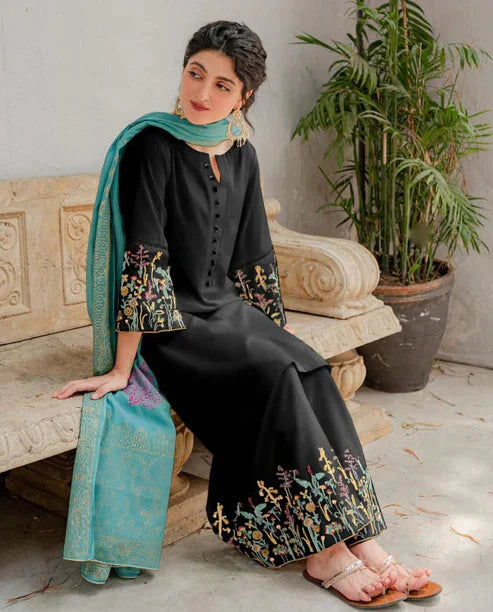 Urge D#044 – Luxury 3pc Dhanak Suit with Wool Shawl