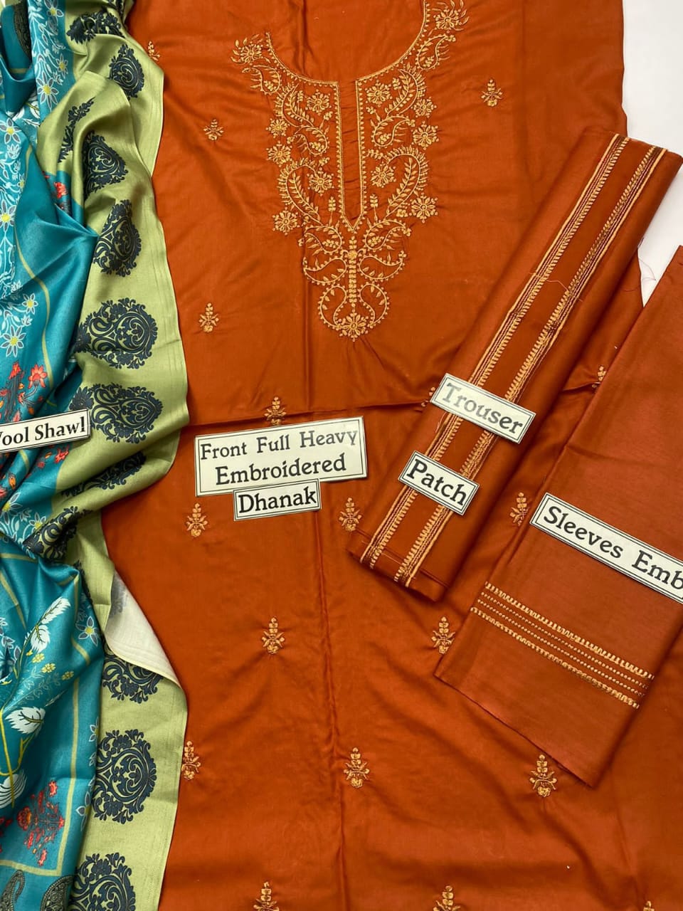 Urge D#052 – Luxury 3pc Dhanak Suit with Wool Shawl