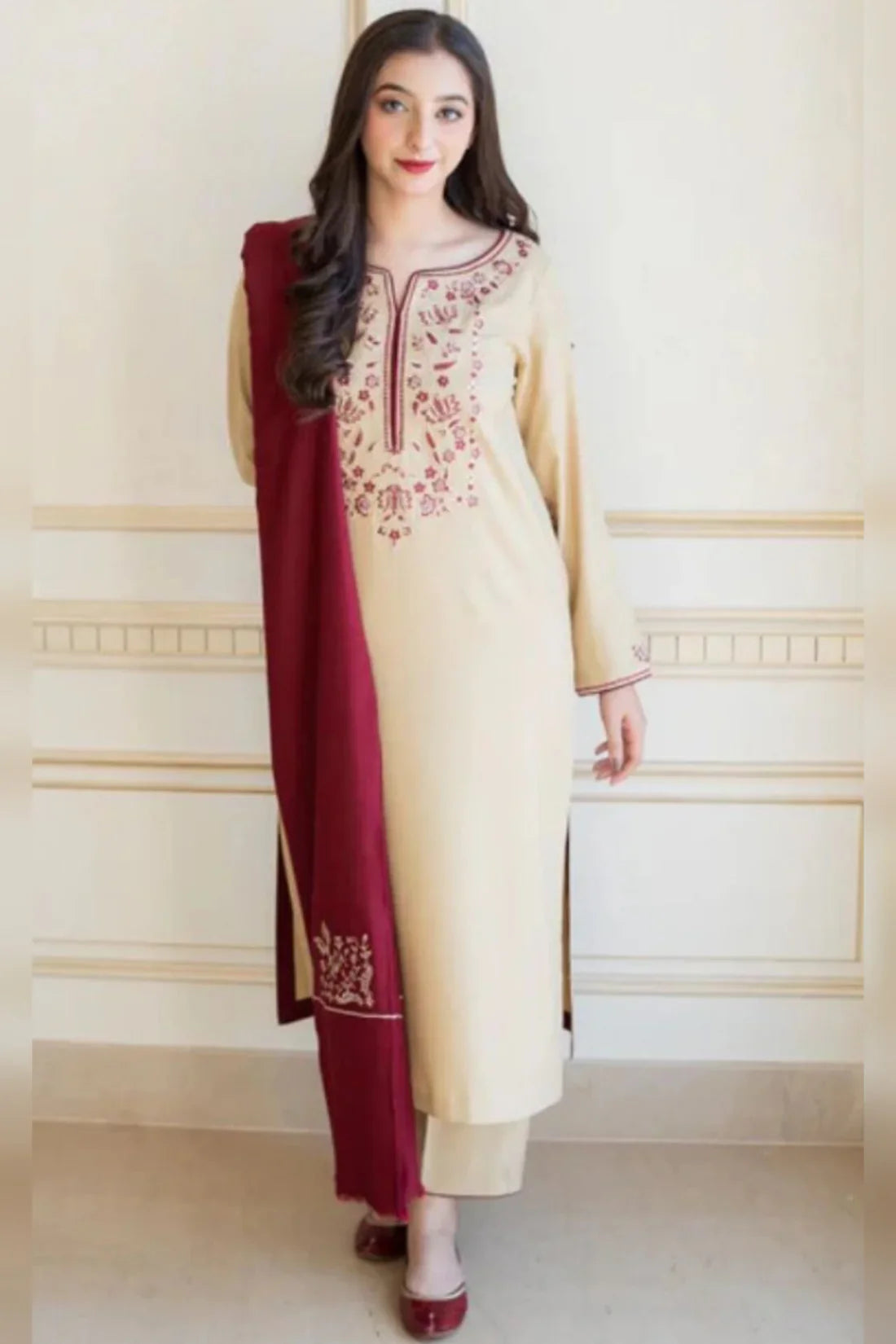 Aisling D#034 – Luxury 3pc Dhanak Suit with Wool Shawl