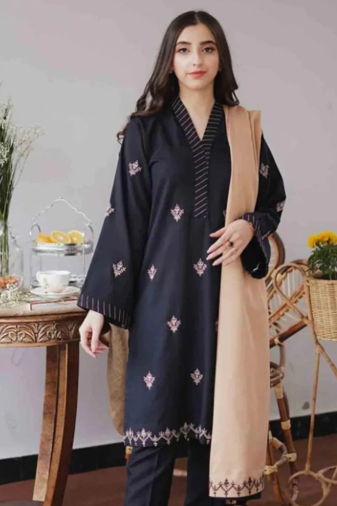 Aisling D#038 – Luxury 3pc Dhanak Suit with Wool Shawl