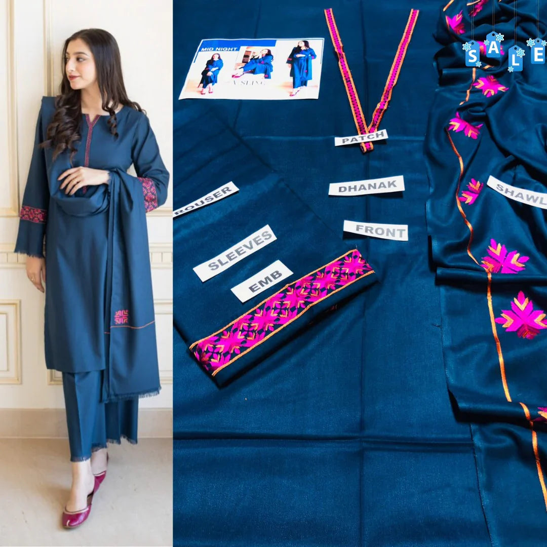 Aisling D#037 – Luxury 3pc Dhanak Suit with Wool Shawl