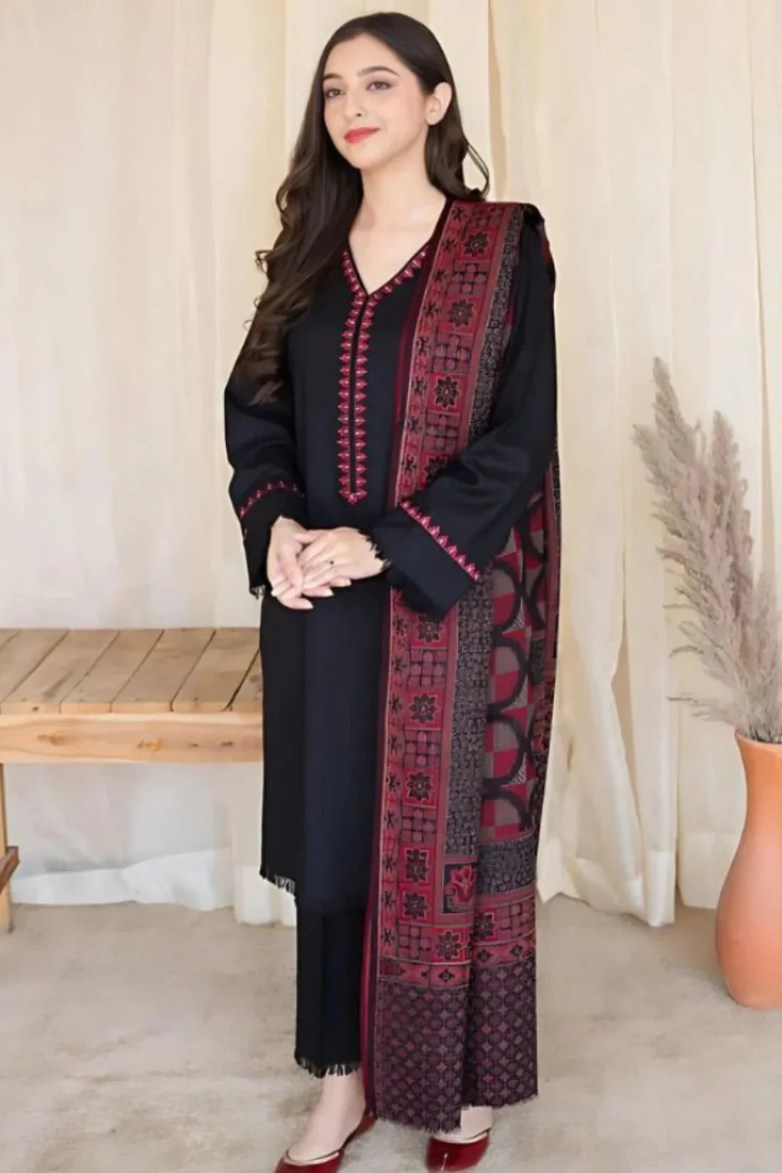 Aisling  D#024 – Luxury 3pc Dhanak Suit with Wool Shawl