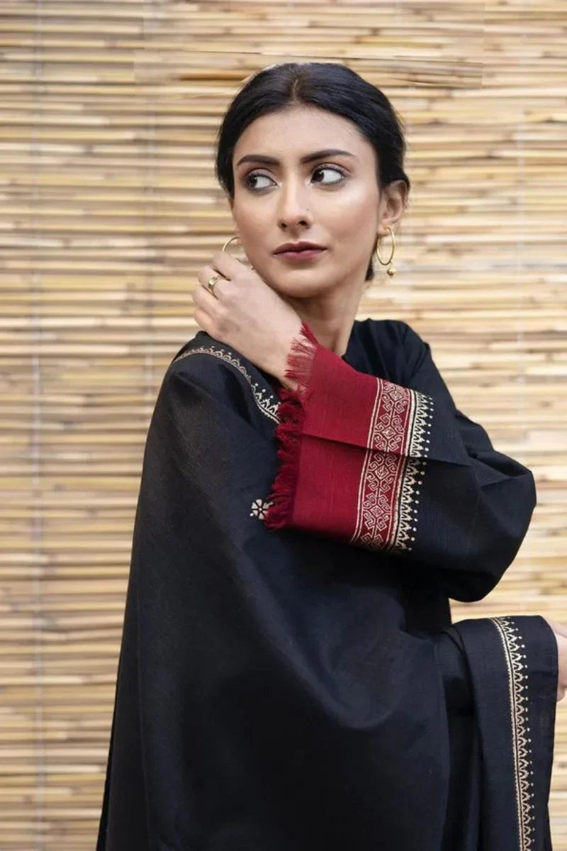 Dyot D#030 – Luxury 3pc Dhanak Suit with Wool Shawl